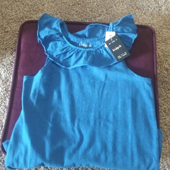 Blue kidpik tank with ruffled straps size 10/m - Picture 1 of 4